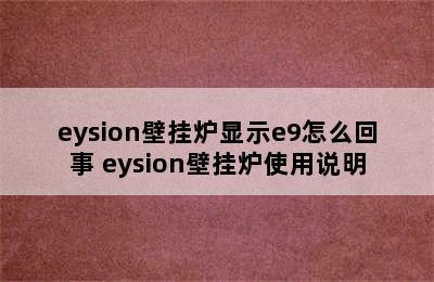 eysion壁挂炉显示e9怎么回事 eysion壁挂炉使用说明